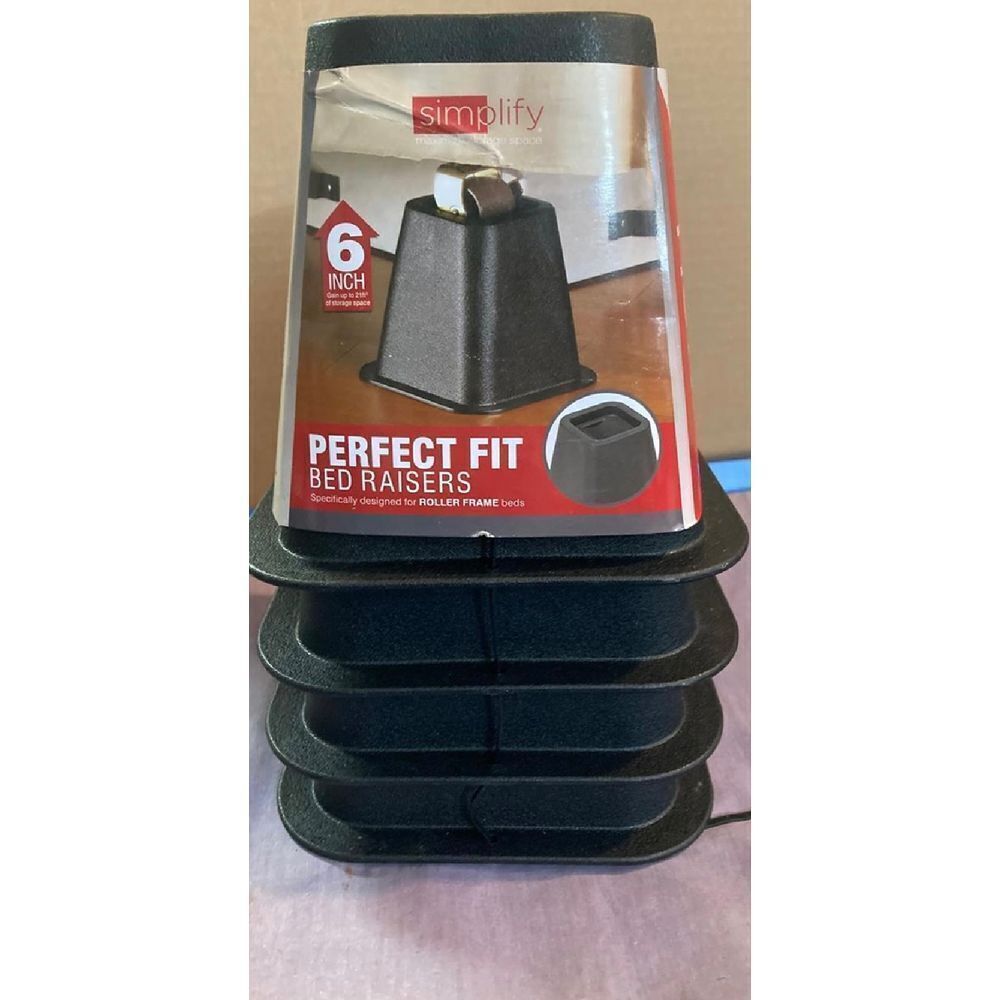 Simplify Perfect Fit Bed Raisers 6-Inch Furniture Lifts Set of‎ 4 Black